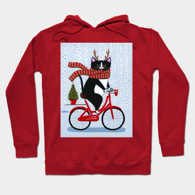 Christmas Bicycle Ride Hoodie by KilkennyCat Art